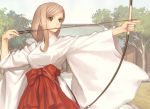  arrow bow bow_(weapon) long_hair miko shining_wind shrine tagme_(character) taka_tony touka_kureha weapon 