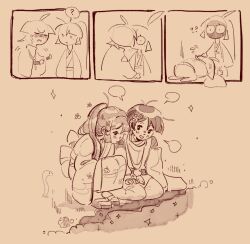  1boy 1girl ? ?? alternate_universe antenna_hair arms_at_sides blank_speech_bubble blunt_bangs blunt_ends blunt_tresses blush bridal_gauntlets closed_eyes constricted_pupils eyachim facing_another feathers floral_print floral_print_kimono floral_print_sleeves flower flying_sweatdrops genshin_impact hair_flower hair_ornament hands_up haori hetero high_ponytail highres hime_cut japanese_clothes kamisato_ayaka kariginu kimono kiss long_hair long_sleeves looking_at_another looking_down mole mole_under_eye o_o okobo open_mouth platform_sandals pom_pom_(clothes) ponytail print_kimono prostration sandals sash scaramouche_(genshin_impact) scaramouche_(kabukimono)_(genshin_impact) seashell seiza sepia shell sitting sketch snake speech_bubble spoken_question_mark squatting string surprise_kiss surprised sweat tabi wide-eyed wide_sleeves 