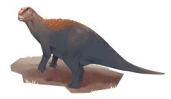  absurdres animal_focus colored_skin combos_&amp;_doodles dinosaur dirt grey_skin haolong highres no_humans original simple_background solo white_background 