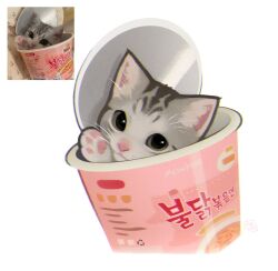  animal animal_focus cat commentary cup english_commentary foxlett highres in_container in_cup instant_cup_noodles instant_noodles korean_text no_humans original pawpads photo_inset reference_inset signature 