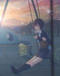  amagami highres lens_flare m-pin nanasaki_ai playground school_uniform solo sunset swing 