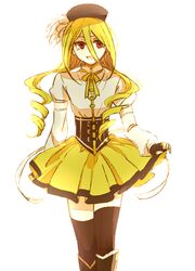  afuro_terumi bad_id blonde_hair cosplay drill_hair fingerless_gloves gloves hat inazuma_eleven inazuma_eleven_(series) mahou_shoujo_madoka_magica male pararara pleated_skirt red_eyes skirt smile solo standing thigh-highs thighhighs tomoe_mami tomoe_mami_(cosplay) trap twintails 