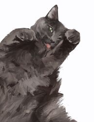  animal animal_focus black_cat cat highres junbuug no_humans original simple_background tongue tongue_out white_background 