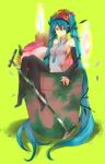  aqua_eyes aqua_hair bad_id boots detached_sleeves flower flower_pot hair_flower hair_ornament hatsune_miku headphones high_heels long_hair microphone microphone_stand necktie shoes sitting skirt solo sorbet_(artist) thigh-highs thigh_boots thighhighs twintails very_long_hair vocaloid 