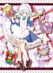  :x blonde_hair blue_eyes card cards character_doll cup doll falling_card flandre_scarlet hat hong_meiling izayoi_sakuya maid maid_headdress mitsusaka_mitsumi no_socks o_o patchouli_knowledge playing_card playing_games purple_hair remilia_scarlet silver_hair solo tea teacup teapot touhou 