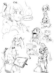  all_fours boots breasts commentary cowboy_boots cowboy_hat dog door drawing_tablet english_commentary fang hair_ornament hair_ribbon hat hatsune_miku highres inami_yoki inami_yoki_(2nd_costume) indie_virtual_youtuber jushikuroni microphone open_mouth ribbon side_ponytail skin_fang smile stylus two_side_up vest virtual_youtuber 