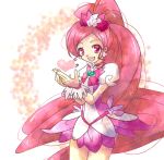  :d bow brooch choker cure_blossom dress flower hair_ribbon hanasaki_tsubomi happy heart heartcatch_precure! jewelry long_hair magical_girl open_mouth payot pink_eyes pink_hair ponytail precure ribbon shirakawa_(whitemist) simple_background smile solo very_long_hair 