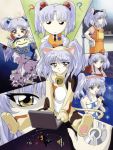  armor blue_hair cat_costume child computer dress gotou_keiji hoshino_ruri japanese_clothes kidou_senkan_nadesico laptop overalls swimsuit twintails 