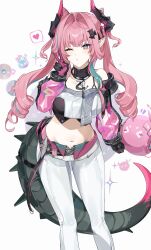  absurdres arknights arknights:_endfield belly gloves highres pink_hair tail umiinu_(umi_inu11) yvonne_(arknights) 