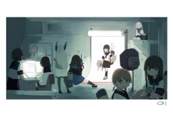  >_o 6+girls :d bag black_hair black_sailor_collar black_shirt black_skirt black_socks blue_neckerchief blue_skirt blunt_tresses braid brown_eyes brown_hair camera closed_eyes commentary_request computer confetti dress faceless floating_headgear fubuki_(kancolle) fubuki_kai_ni_(kancolle) green_eyes green_sailor_collar grey_hair grey_shoes hair_ribbon hand_on_own_hip hatsuyuki_(kancolle) hatsuyuki_kai_ni_(kancolle) headgear highres holding holding_camera indoors isonami_(kancolle) kantai_collection kneehighs lamp laptop long_hair long_sleeves looking_at_viewer low_ponytail low_twintails ma_rukan mast messy_hair miyuki_(kancolle) miyuki_kai_ni_(kancolle) multiple_girls murakumo_(kancolle) neckerchief on_one_knee one_eye_closed photo_shoot photographer pleated_skirt ponytail ribbon rigging sailor_collar school_uniform seiza serafuku ship_turret shirakumo_(kancolle) shirayuki_(kancolle) shirayuki_kai_ni_(kancolle) shirt shoes short_hair short_ponytail short_sleeves sidelocks signature sitting skirt smile smokestack socks sparkle standing taking_picture towel towel_around_neck tress_ribbon twintails type_91_anti-aircraft_fire_detector uranami_(kancolle) uranami_kai_ni_(kancolle) usugumo_(kancolle) white_dress white_shirt 