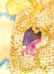  braid grimm's_fairy_tales highres long_hair muttiy rapunzel rapunzel_(grimm) solo tower traditional_media very_long_hair watercolor_(medium) window 