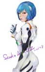  amatiz ayanami_rei blue_hair looking_back neon_genesis_evangelion plugsuit realistic red_eyes short_hair signature 