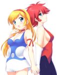  arm_ribbon blonde_hair blue_eyes breasts choker cutie_honey cutie_honey_(character) dual_persona earrings gloves hairband heart jewelry kisaragi_honey long_hair magical_girl mani open_mouth pantyhose red_hair redhead short_hair sideboob smile usashiro_mani 