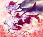  barefoot bat_wings blue_hair hat lavender_hair red_eyes remilia_scarlet solo touhou wings zzz36951 
