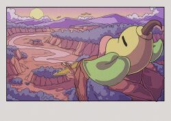  bird closed_eyes clouds everyone flying highres nature no_humans onamuzi_illust pidgeotto pokemon pokemon_(creature) scenery sky sunset weepinbell wings 