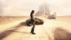  1girl 3d arm_tattoo armored_boots bare_arms bare_shoulders black_boots black_hair black_shorts boots breasts brown_pantyhose brown_theme caldari_state_(eve_online) cannon capital_ship_(eve_online) carrier carrier_(eve_online) caterpillar_tracks closed_mouth commentary creodron_(eve_online) crop_top desert electronic_warfare_ship_(eve_online) english_commentary eve_online from_side full_body gallente_federation_(eve_online) highres knee_boots lips long_hair medium_breasts midriff military_vehicle motor_vehicle motorcycle niden_(nidensommer) nidensommer nose nyx_(eve_online) original outdoors pantyhose realistic scenery science_fiction short_shorts shorts simple_bird sky solo spacecraft standing super_capital_ship_(eve_online) supercarrier_(eve_online) tank tank_top tank_turret tattoo very_long_hair white_tank_top wreckage 