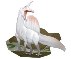  absurdres animal_focus colored_skin combos_&amp;_doodles dinosaur highres no_humans open_mouth original sharp_teeth solo spinosaurus tail teeth white_skin 