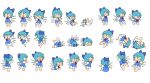  blue_dress blue_hair bow chibi cirno dress expressions fairy hair_bow mushimusume sprite_sheet touhou various_positions wings |_| 
