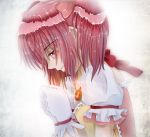  bust close-up ctt face gloves hands_together kaname_madoka looking_down magical_girl mahou_shoujo_madoka_magica pink_hair profile red_eyes short_hair solo tears white_gloves 