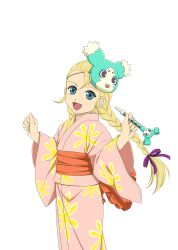  1girl artist_request blonde_hair blue_eyes bow braid character_mask cowboy_shot floral_print floral_print_kimono game_cg hair_bow hair_ribbon holding japanese_clothes kimono long_hair looking_at_viewer mask mask_on_head mieu_(tales) official_alternate_costume official_art open_mouth patty_fleur patty_fleur_(yukata) pink_kimono print_kimono purple_bow purple_ribbon ribbon simple_background smile solo standing tales_of_(series) tales_of_asteria tales_of_vesperia third-party_source transparent_background twin_braids yukata 
