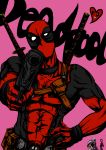  3boys artist_request character_name deadpool gun highres katana marvel midrox multiple_boys pov_aiming spider-man sword taskmaster weapon 
