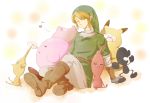  colored hat highres jigglypuff kirby kirby_(series) link mr._game_&amp;_watch nintendo o-yuki pikachu pikmin pokemon sleeping super_smash_bros. tamaki_hayato the_legend_of_zelda twilight_princess 