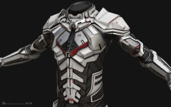  3d armor armored_bodysuit commentary company_logo company_name copyright_logo copyright_name dark_background dated english_commentary eve_online grey_armor grey_background grey_theme highres logo marmoset_toolbag_(medium) maya_(medium) no_humans official_art realistic science_fiction servant_sisters_of_eve simple_background undoz upper_body white_armor 