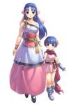  age_difference blue_hair boots cape dragon_quest dragon_quest_v dress flora flora&#039;s_daughter flora's_daughter gloves hair_ribbon hand_holding holding_hands mother_and_daughter ribbon smile uchiu_kazuma 