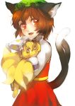  babuix brown_hair cat_ears cat_tail chen child fang furry mochizuki_anko multiple_tails short_hair tail touhou yakumo_ran yakumo_ran_(fox) young 