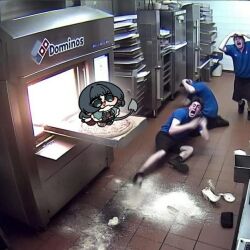 animal_ears domino's_pizza jane_doe_(zenless_zone_zero) long_hair mouse_ears mouse_girl mouse_tail multiple_boys multiple_girls real_life_insert zenless_zone_zero