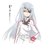  eyepatch infinite_stratos lapel laura_bodewig long_hair red_eyes silver_hair simple_background sketch solo 