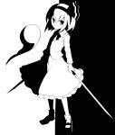  dual_wielding hairband katana konpaku_youmu konpaku_youmu_(ghost) monochrome myon short_hair solo sword tanto touhou weapon 