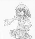  graphite_(medium) highres long_sleeves monochrome plaid plaid_skirt roshou sakurano_kurimu school_uniform seitokai_no_ichizon skirt tartan thigh-highs thighhighs traditional_media 