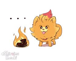  artist_name boots burning closed_mouth english_commentary fangs fangs_out fire looking_at_viewer no_humans orange_fur pokemon pokemon_(creature) pombon shiroinuhasaki single_boot smile solo tongue tongue_out watermark white_background 