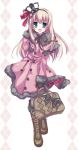  boots bow coat crown hair_bow hizuki_yayoi knee_boots mittens original pantyhose solo 