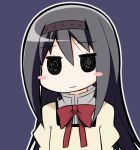  @_@ akemi_homura black_eyes black_hair blush_stickers bow chibi flat_gaze hairband hoppege long_hair mahou_shoujo_madoka_magica school_uniform solo 