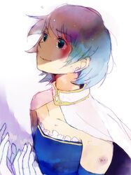  bad_id blue_eyes blue_hair cape magical_girl mahou_shoujo_madoka_magica miki_sayaka short_hair sketch solo tears xxxceller 