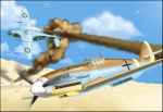  bf_109 damaged desert fire hawker_hurricane military original shoki_(tel) sky smoke supermarine_spitfire world_war_ii wwii 