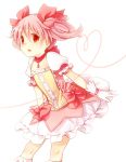  :o baco bad_id bow bubble_skirt choker gloves hair_bow hair_ribbon heart kaname_madoka magical_girl mahou_shoujo_madoka_magica open_mouth pink_hair puffy_sleeves red_eyes ribbon short_hair short_twintails simple_background skirt twintails 