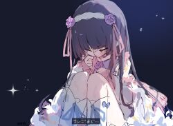  1girl black_hair check_copyright child closed_eyes copyright_request crying dress flower gokou_ruri gothic_lolita hair_flower hair_ornament lolita_fashion long_hair ore_no_imouto_ga_konna_ni_kawaii_wake_ga_nai rose sitting solo tagme tearing_up tttlr white_dress 