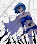  blue_eyes blue_hair broken_sword gloves magical_girl mahou_shoujo_madoka_magica miki_sayaka nyanmaru sword tears thigh-highs thighhighs torn_cape torn_clothes torn_thighhighs weapon 