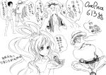  chinese eating giantess hair_ornament hat heart long_hair mermaid monkey_d_luffy monochrome monster_girl one_piece scar shirahoshi sketch straw_hat translated translation_request 