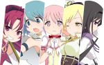  akemi_homura black_hair blonde_hair blue_eyes blue_hair choker column_lineup hairband highres kaname_madoka kurabayashi_aya magical_girl mahou_shoujo_madoka_magica miki_sayaka multiple_girls pink_eyes pink_hair pocky puffy_sleeves purple_eyes red_eyes red_hair redhead sakura_kyouko short_twintails tomoe_mami twintails violet_eyes wink yellow_eyes 