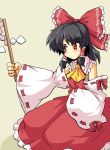  black_hair detached_sleeves hakurei_reimu haruka_(kokuteizyo) harukatron miko red_eyes ribbon solo touhou 