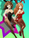  2girls asahina_mikuru base breasts bunny_ears bunnysuit pantyhose rabbit_ears suzumiya_haruhi suzumiya_haruhi_no_yuuutsu 