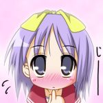  blush embarrassed hiiragi_tsukasa lowres lucky_star purple_hair school_uniform short_hair 