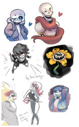  1other 2016 2d 2girls 3boys alphys ambiguous_gender animal_nose anthro arm_up armor black_eyepatch black_sclera black_shorts black_tank_top blue_jacket blue_pants blue_skin brothers brown_hair buck_teeth chara_(undertale) child coat colored_sclera colored_skin colored_teeth commentary creepy_smile cropped_torso digital_media dinosaur dinosaur_girl ear_fins english_commentary eyepatch female fins fish fish_girl flower flowey_(undertale) full_body gloves hands_in_pockets head_fins heart heart-shaped_pupils high_ponytail highres holding holding_polearm holding_spear holding_weapon hollow_eyes hood hood_down hooded_jacket horizontal-striped_clothes human humanoid jacket kerstin_edin lab_coat lizard lizard_girl lizard_tail long_hair long_sleeves looking_at_viewer lovestruck male monster monster_boy monster_girl multiple_boys multiple_girls one_eye_closed open_clothes open_jacket pants papyrus_(undertale) plant polearm ponytail red_gloves red_hair red_scarf reptile reptile_girl reptile_tail sans_(undertale) scalie scarf sharp_teeth shirt shoes short_hair shorts siblings simple_background single_horizontal_stripe single_vertical_stripe skeleton sketch slit_pupils smile socks spear standing striped_clothes striped_shirt striped_shorts symbol-shaped_pupils tail tank_top teeth two-tone_shirt undead undertale undyne utdr_(toby_fox) vertical-striped_clothes vertical-striped_shorts weapon white_armor white_background white_coat white_eyes white_shirt white_stripes yellow_flower yellow_sclera yellow_skin yellow_teeth yuri 
