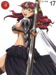  breasts claudette clawdette green_eyes helmet highres large_breasts nigou open_mouth queen&#039;s_blade queen's_blade red_hair sword weapon 