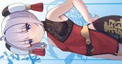  1girl ahoge bare_shoulders blue_eyes breasts closed_mouth commentary_request dress gloves hair_ornament highres liu_huo_(tower_of_fantasy) loli looking_at_viewer pink_hair reikyou short_dress small_breasts smile solo thick_eyebrows thigh-highs thighs tower_of_fantasy 