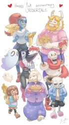  0_0 2016 2d 4girls 4others 6boys alphys alternate_costume ambiguous_gender android animal animal_ears animal_nose ankle_boots anniversary annoying_dog anthro armor arms_up asgore_dreemurr backpack beard birthday_candle black_eyepatch black_hair black_shorts blonde_hair blue_jacket blue_shorts blue_skin blue_sweater body_fur boots box brothers brown_boots brown_hair brown_shorts buck_teeth candle cape carrying carrying_person child closed_eyes collared_shirt colored_sclera colored_skin colored_teeth commentary copyright_name cousins digital_media dog double_horizontal_stripe dress droopy_ears ear_fins english_commentary english_text everyone eyepatch facial_hair fangs female fins fish fish_girl floppy_ears floral_print flower flower_pot flowey_(undertale) foos frisk_(undertale) full_body furry furry_female furry_male ghost gift gift_box gloves goat goat_boy goat_ears goat_girl goat_horns grey_hood hair_over_one_eye happy happy_anniversary head_fins heart height_difference high_ponytail highres holding holding_box holding_flower holding_food holding_gift hollow_eyes hood hood_down hooded_jacket horizontal-striped_clothes horns human humanoid humanoid_robot jacket kerstin_edin lizard lizard_girl lizard_tail long_hair long_sleeves male mammal mettaton mettaton_ex monster monster_boy monster_girl multiple_boys multiple_girls multiple_others napstablook official_alternate_costume open_clothes open_jacket open_mouth oven_mitts pants papyrus_(undertale) pastry pauldrons pie pink_shirt pink_slippers pink_stripes plant ponytail potted_plant princess_carry print_shirt purple_dress purple_pants purple_shirt red_boots red_cape red_gloves red_hair red_scarf reptile reptile_girl reptile_tail robot robot_boy sans_(undertale) scalie scarf sharp_teeth sheet_ghost shirt short_hair shorts siblings signature simple_background single_vertical_stripe skeleton skin_fangs slippers slit_pupils smile socks solid_eyes standing striped_clothes striped_shorts striped_sweater sweater tail tall_image teeth text toriel two-tone_sweater undead undertale undyne utdr_(toby_fox) vertical-striped_clothes vertical-striped_shorts walking white_armor white_background white_dog white_fur white_gloves white_horns white_shirt white_socks white_stripes yellow_flower yellow_sclera yellow_skin yellow_teeth 